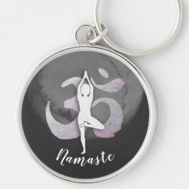 Yoga Studio Instructor Meditation Pose OM-symbool Sleutelhanger