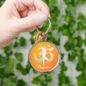Yoga Studio Instructor Meditation Pose OM-symbool Sleutelhanger (Hand)