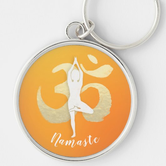 Yoga Studio Instructor Meditation Pose OM-symbool Sleutelhanger (Voorkant)