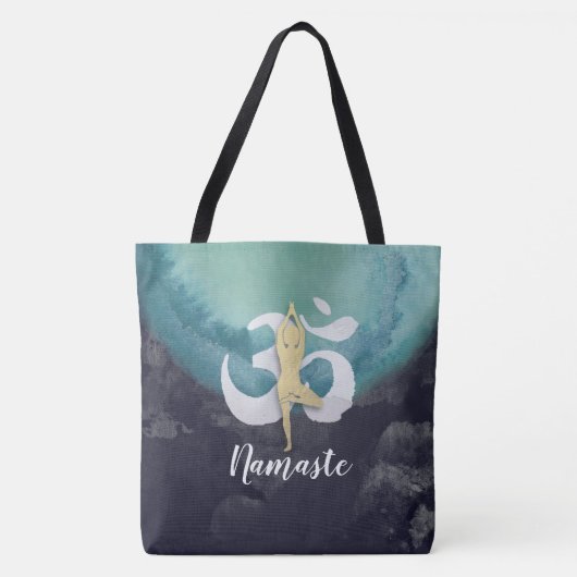 Yoga Studio Instructor Meditation Pose OM-symbool Tote Bag (Voorkant)