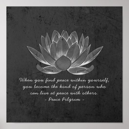 YOGA Studio Instructor Meditation Quote Chic Lotus Poster (Voorkant)