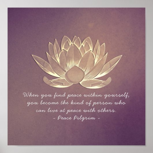 YOGA Studio Instructor Meditation Quote Chic Lotus Poster (Voorkant)