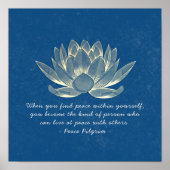 YOGA Studio Instructor Meditation Quote Gold Lotus Poster (Voorkant)