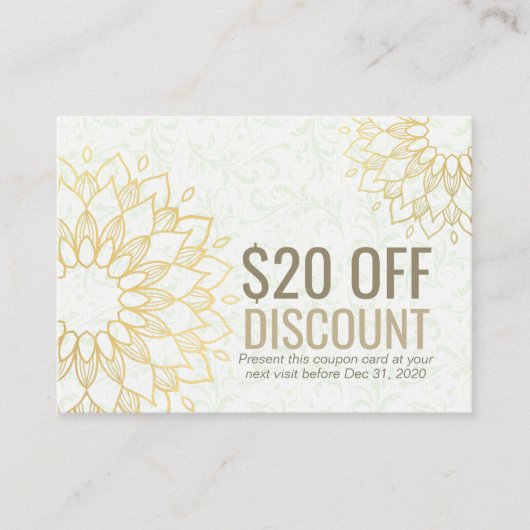 YOGA Studio Korting Coupon Loyalty Gold Mandala (Voorkant)