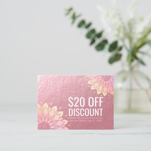 YOGA Studio Korting Coupon Loyalty Gold Mandala (Staand voorkant)