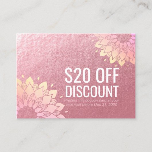 YOGA Studio Korting Coupon Loyalty Gold Mandala (Voorkant)