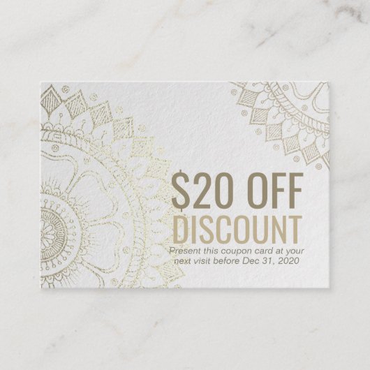 YOGA Studio Korting Coupon Loyalty Gold Mandala (Voorkant)