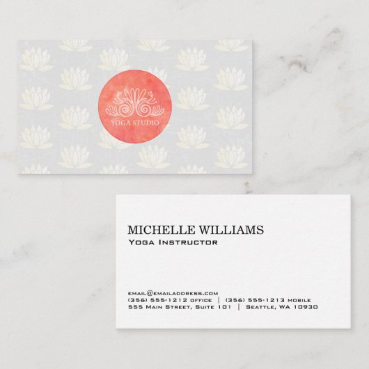 Yoga Studio Logo | Lotus Flower Pattern Visitekaartje (Voorkant / Achterkant)