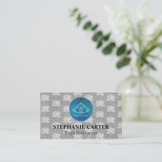 Yoga Studio Logo | Lotus Flower Pattern Visitekaartje (Staand voorkant)