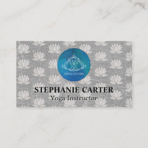 Yoga Studio Logo   Lotus Flower Pattern Visitekaartje
