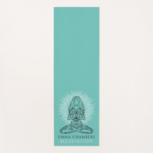 Yoga Studio Lotus Pose Turquoise Yoga Mat (Voorkant)