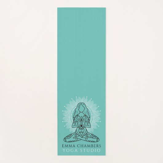 Yoga Studio Lotus Pose Turquoise Yoga Mat (Voorkant)