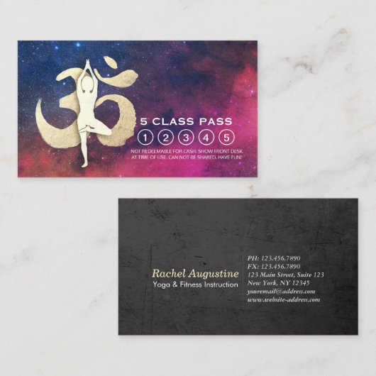 Yoga Studio Loyalty Class Pass Tree Pose OM-symboo (Voorkant / Achterkant)