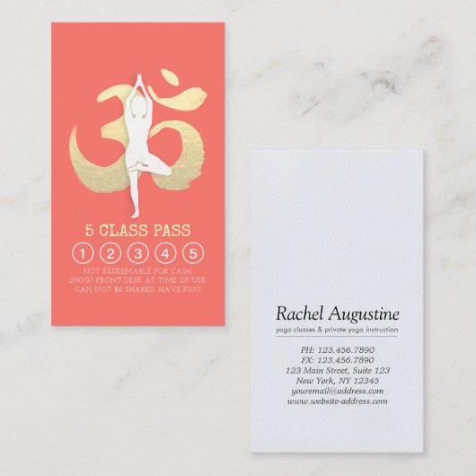 Yoga Studio Loyalty Class Pass Tree Pose OM-symboo (Voorkant / Achterkant)