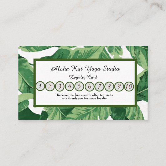 Yoga Studio Loyalty Kaart Tropical Palms Visitekaartje (Voorkant)
