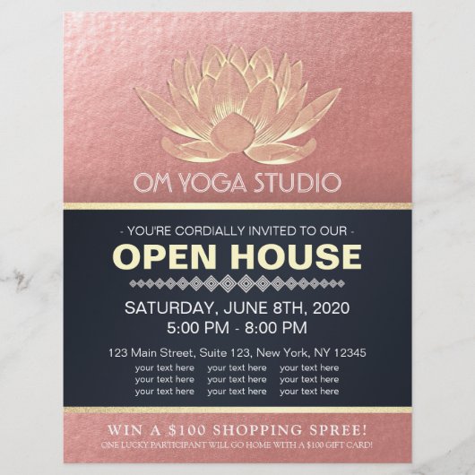 YOGA Studio Meditatie Instructeur Open Huis Lotus Flyer (Voorkant)