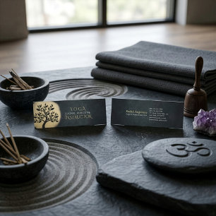 Yoga Studio Meditatie Instructeur Zwarte Gouden Bo Mini Visitekaartje