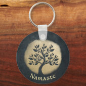 Yoga Studio Meditatie Instructeur Zwarte Gouden Bo Sleutelhanger (Voorkant)