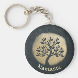 Yoga Studio Meditatie Instructeur Zwarte Gouden Bo Sleutelhanger