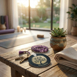 Yoga Studio Meditatie Instructeur Zwarte Gouden Bo Sleutelhanger
