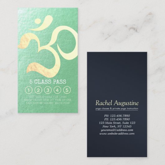 Yoga Studio Meditation Instructeur 5 Klasse Even p Klantenkaartje (Voorkant / Achterkant)