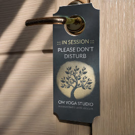 Yoga Studio Meditation Instructor Black Gold Tree Deurhanger