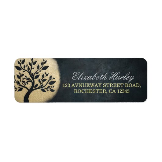 Yoga Studio Meditation Instructor Black Gold Tree Etiket (Voorkant)
