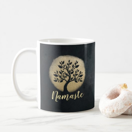 Yoga Studio Meditation Instructor Black Gold Tree Koffiemok (Met donut)