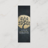 Yoga Studio Meditation Instructor Black Gold Tree Mini Visitekaartje (Voorkant)