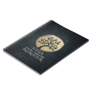 Yoga Studio Meditation Instructor Black Gold Tree Notitieboek
