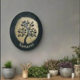 Yoga Studio Meditation Instructor Black Gold Tree Ronde Klok