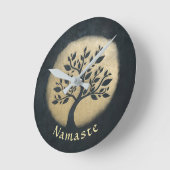 Yoga Studio Meditation Instructor Black Gold Tree Ronde Klok (Hoek)