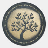 Yoga Studio Meditation Instructor Black Gold Tree Ronde Sticker (Voorkant)