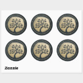 Yoga Studio Meditation Instructor Black Gold Tree Ronde Sticker (Vel)