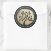 Yoga Studio Meditation Instructor Black Gold Tree Ronde Sticker (Tas)