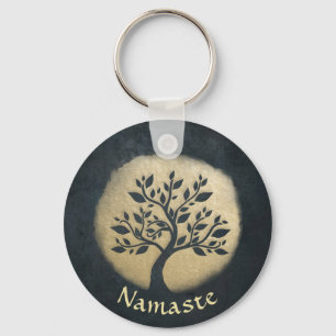Yoga Studio Meditation Instructor Black Gold Tree Sleutelhanger