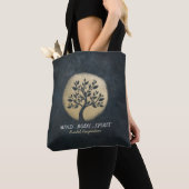 Yoga Studio Meditation Instructor Black Gold Tree Tote Bag (Dichtbij)
