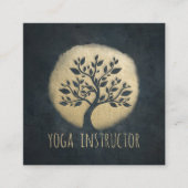 Yoga Studio Meditation Instructor Black Gold Tree Vierkante Visitekaartje (Voorkant)