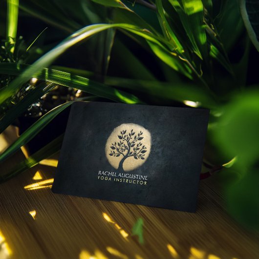 Yoga Studio Meditation Instructor Black Gold Tree Visitekaartje