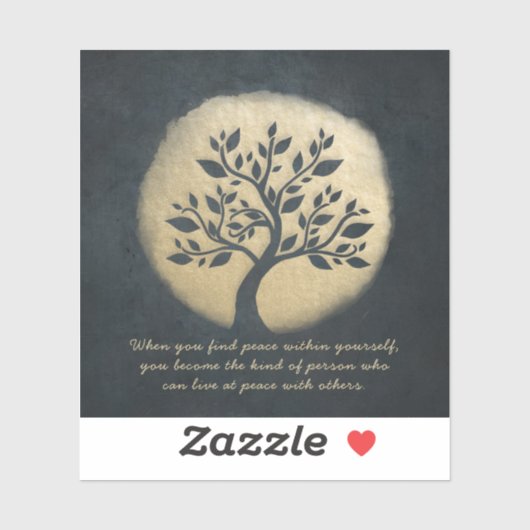 Yoga Studio Meditation Instructor Gold Tree-offert Sticker (Vel)