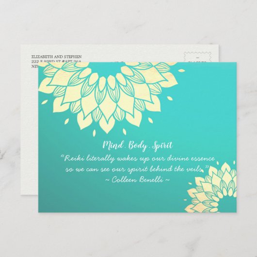 Yoga Studio Meditation Instructor Golden Mandala Briefkaart (Voorkant / Achterkant)