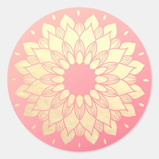 Yoga Studio Meditation Instructor Golden Mandala Ronde Sticker (Voorkant)