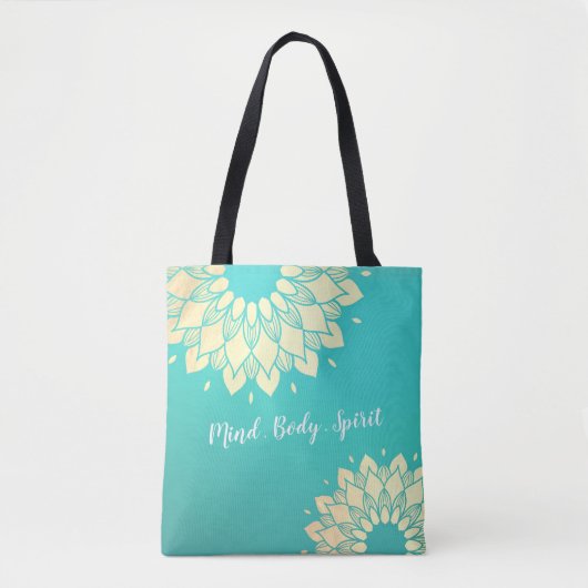 Yoga Studio Meditation Instructor Golden Mandala Tote Bag (Voorkant)
