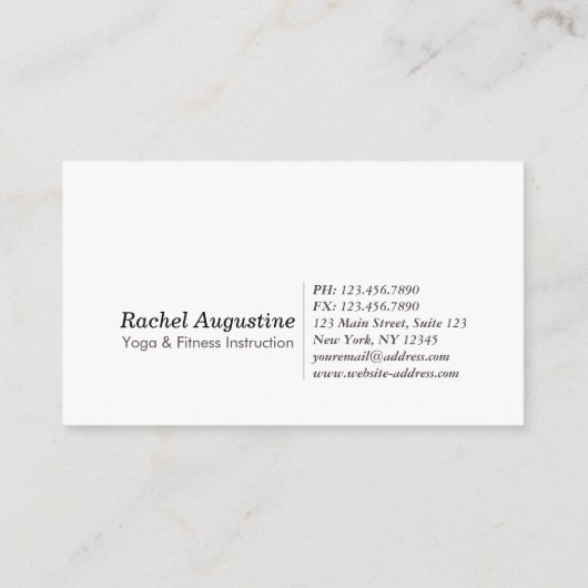 Yoga Studio Meditation Instructor Life Coach om Visitekaartje (Achterkant)