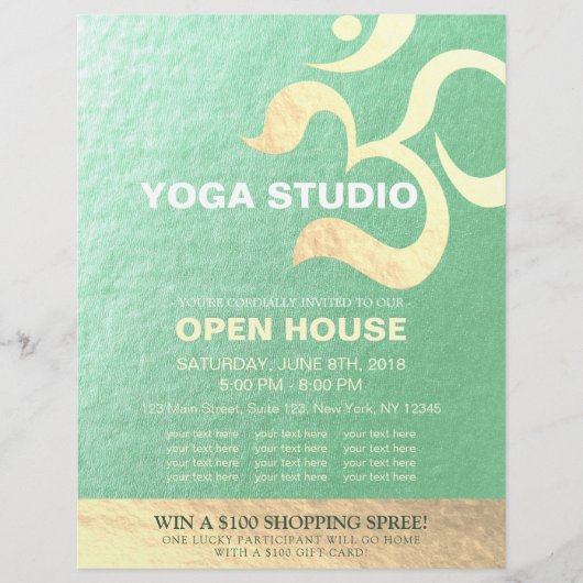 Yoga Studio Meditation Instructor Om Open House Flyer (Voorkant)