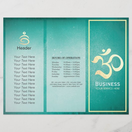 Yoga Studio Meditation Instructor OM Sign Tri Fold (Voorkant)