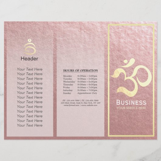 Yoga Studio Meditation Instructor OM Sign Tri Fold (Voorkant)