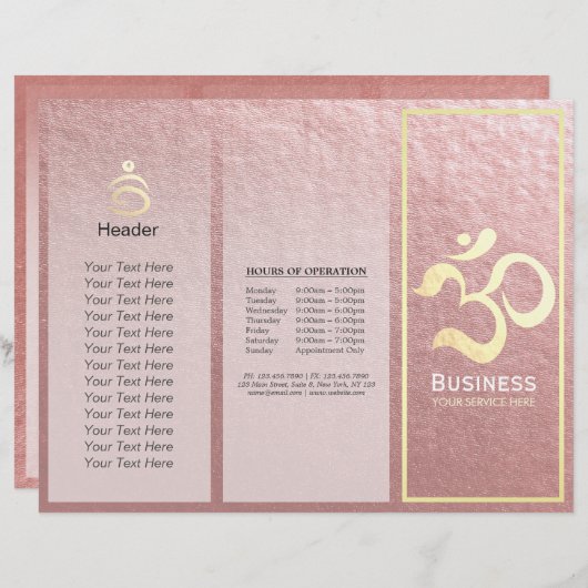 Yoga Studio Meditation Instructor OM Sign Tri Fold (Voorkant / Achterkant)