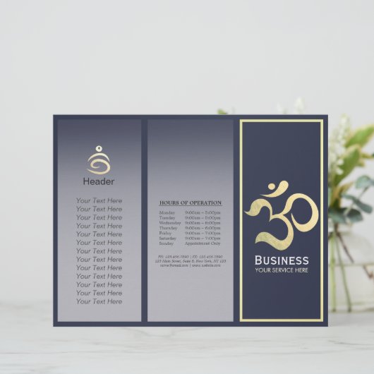 Yoga Studio Meditation Instructor OM Sign Tri Fold (Staand voorkant)