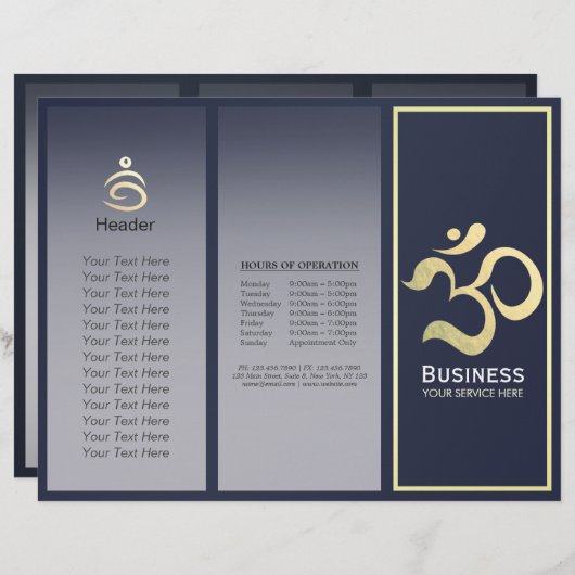 Yoga Studio Meditation Instructor OM Sign Tri Fold (Voorkant / Achterkant)